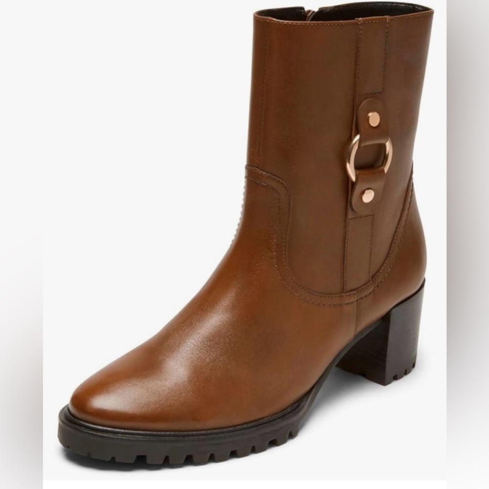 NWT&B! Rockport Lagos Brown/Tan Leather Boots Women's Sz 8